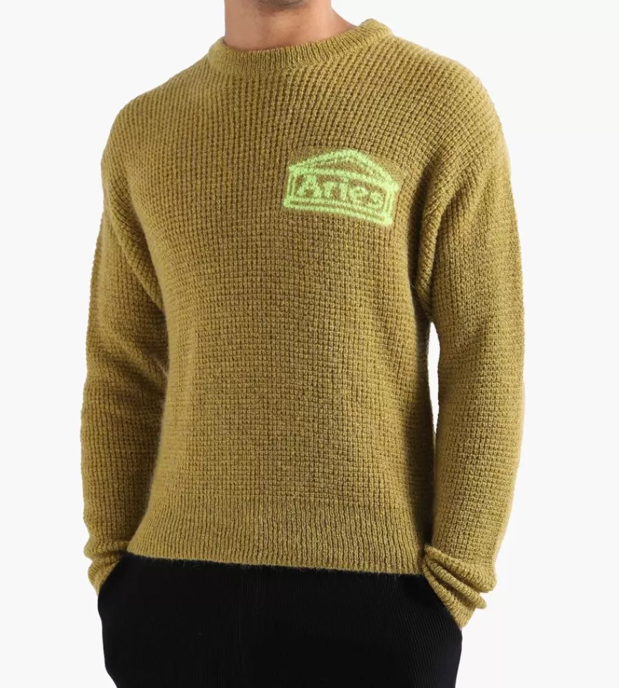 Tops^ARIES Waffle Knit Jumper Khaki