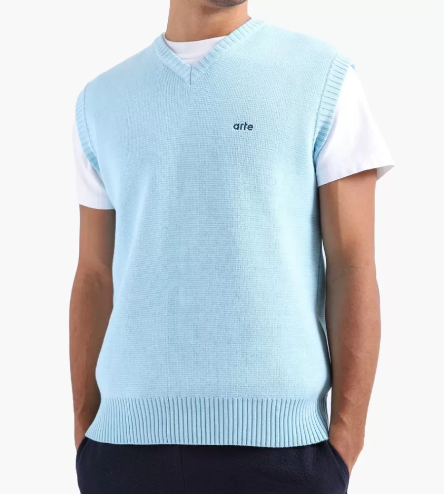 Tops^ARTE ANTWERP Karl Logo Knit Vest Light Blue