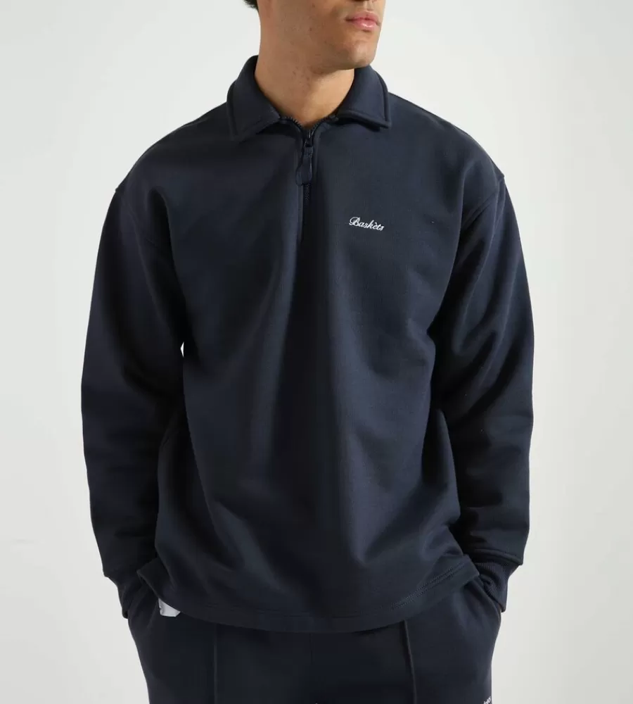 Tops^BASKÈTS Baskets Modern Half-Zip Polo Navy