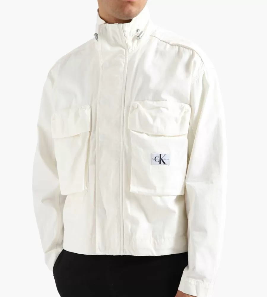 Jassen^CALVIN KLEIN Boxy Cropped Shacket Ancient White