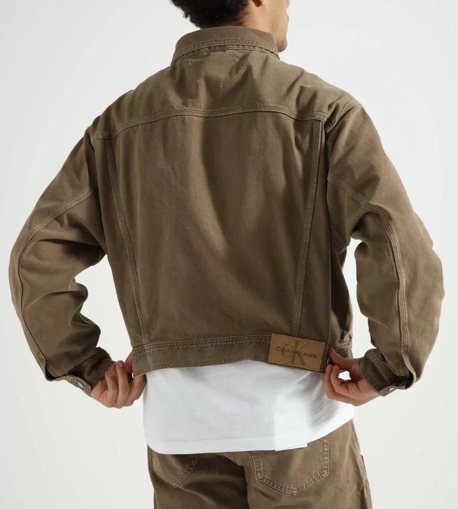 Jassen^CALVIN KLEIN Boxy Oversized Archive Denim Jacket Brown