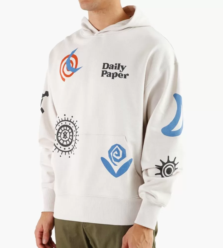 Tops^DAILY PAPER Puscren Hoodie White Sand