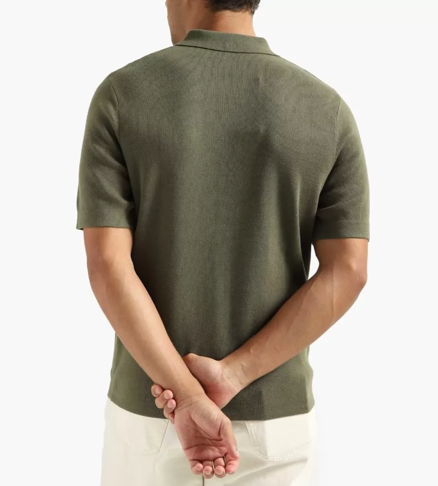 Tops^FRED PERRY Button Through Knitted Shirt Uniform Green