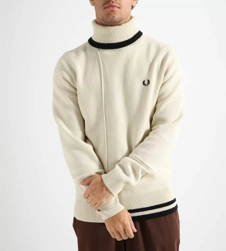 Tops^FRED PERRY Tipped Roll Neck Jumper Oatmeal