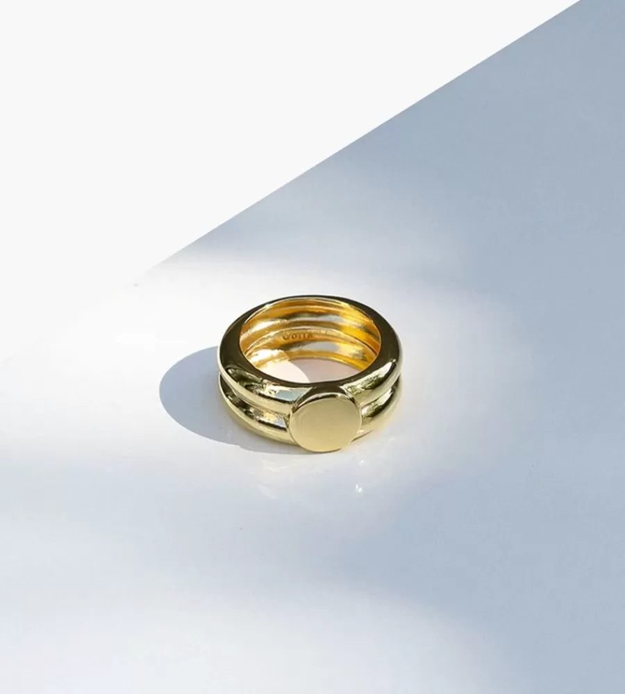 Sieraden^GOLIA Double Band Signet Ring Gold