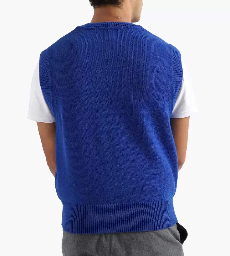 Tops^J.PRESS V Neck Vest Sweater Blue