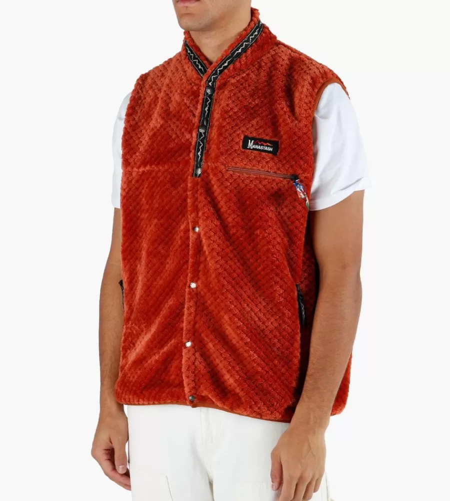 Tops^MANASTASH Thermal Fleece Vest Rust