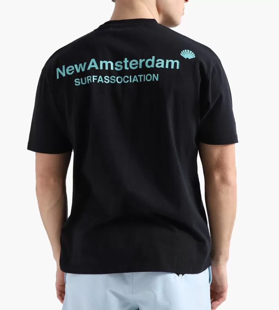 Tops^NEW AMSTERDAM SURF ASSOCIATION Logo Tee Black Pool