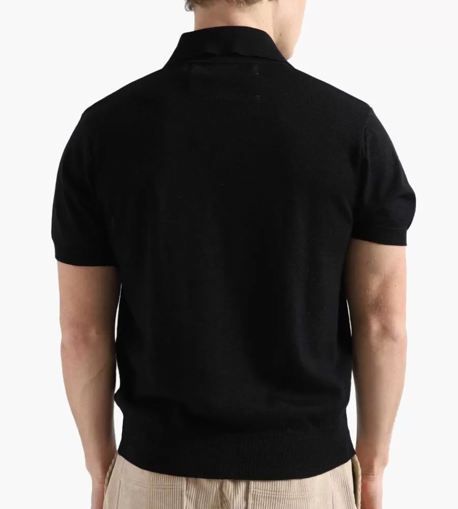 Tops^NEW AMSTERDAM SURF ASSOCIATION Zip Polo Knit Black