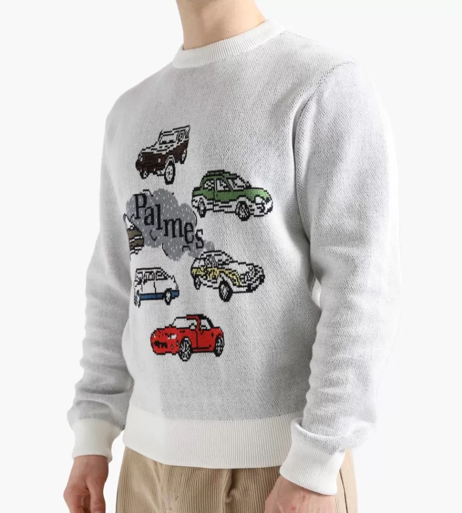 Tops^PALMES Cars Knitted Sweater Off-White