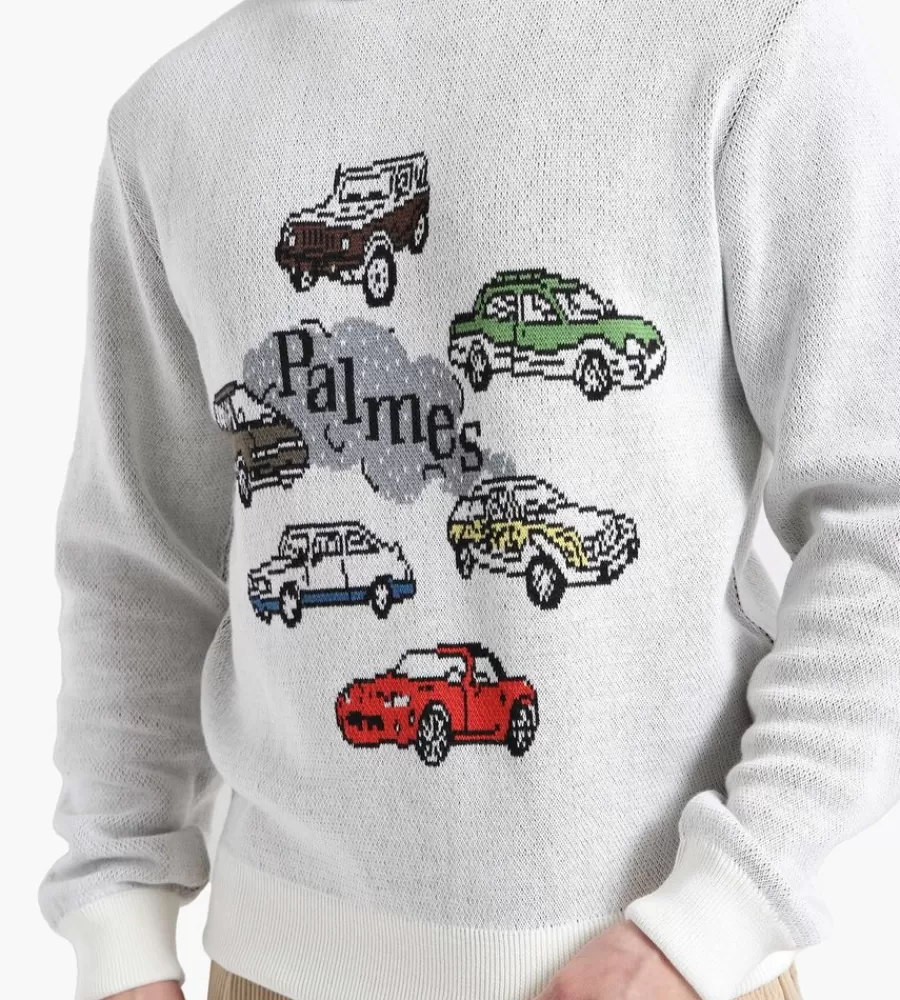 Tops^PALMES Cars Knitted Sweater Off-White