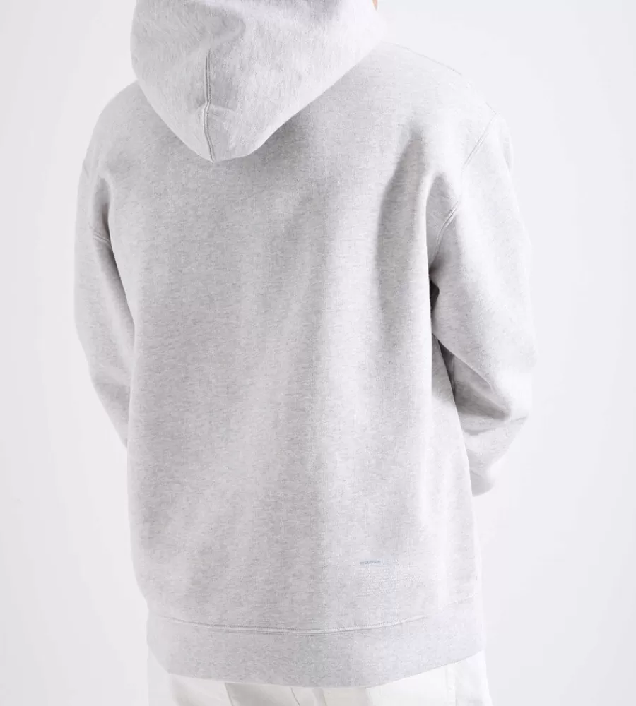 Tops^RECEPTION Hooded Sweat Motto Cotton Brush Fleece Athletic Grey