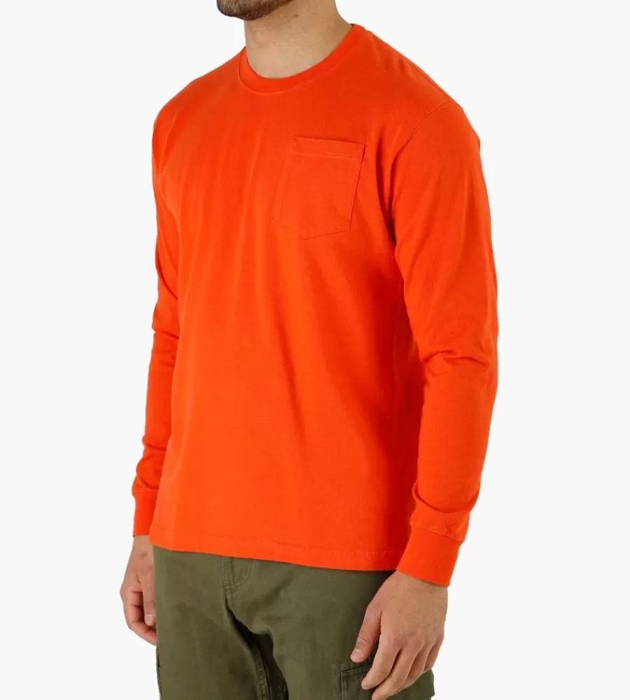 Tops^RECEPTION Longsleeve Pocket Tee Zen Mandarin Red