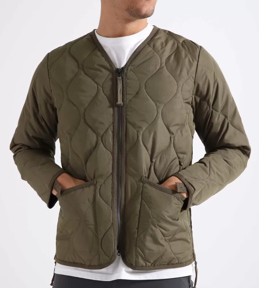 Jassen^TAION Military Zip V Neck Down Jacket Dark Olive