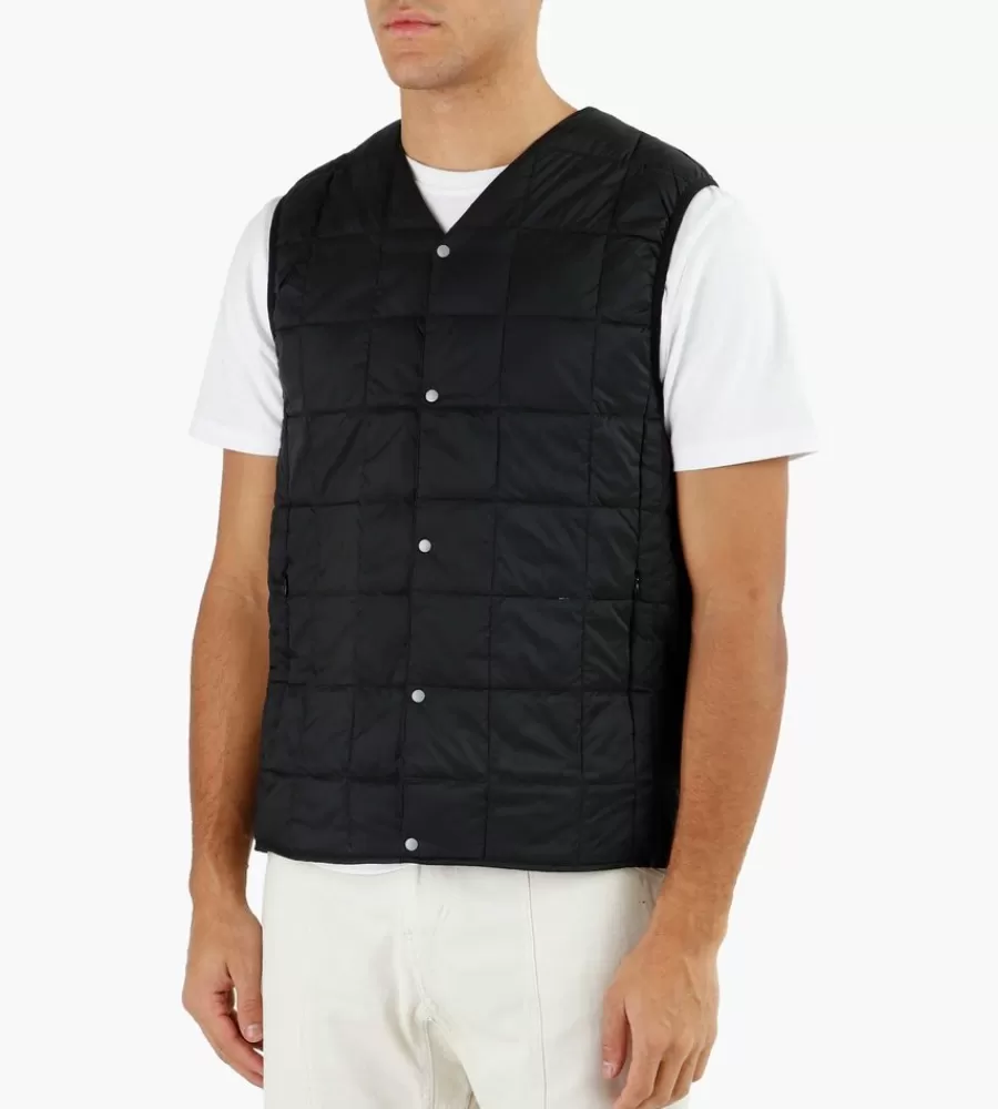 Jassen^TAION V Neck Button Down Vest Black