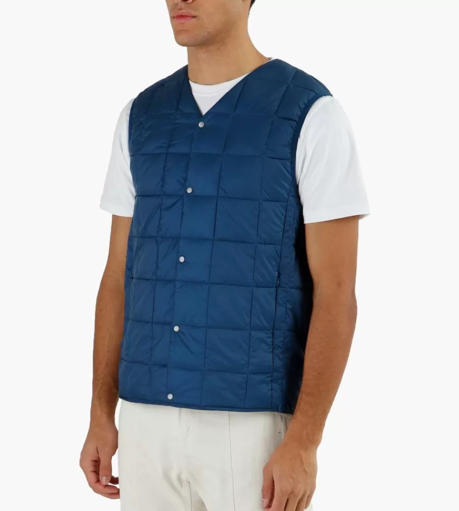 Jassen^TAION V Neck Button Down Vest Dark Blue