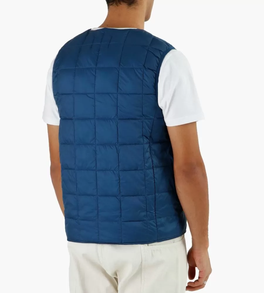 Jassen^TAION V Neck Button Down Vest Dark Blue