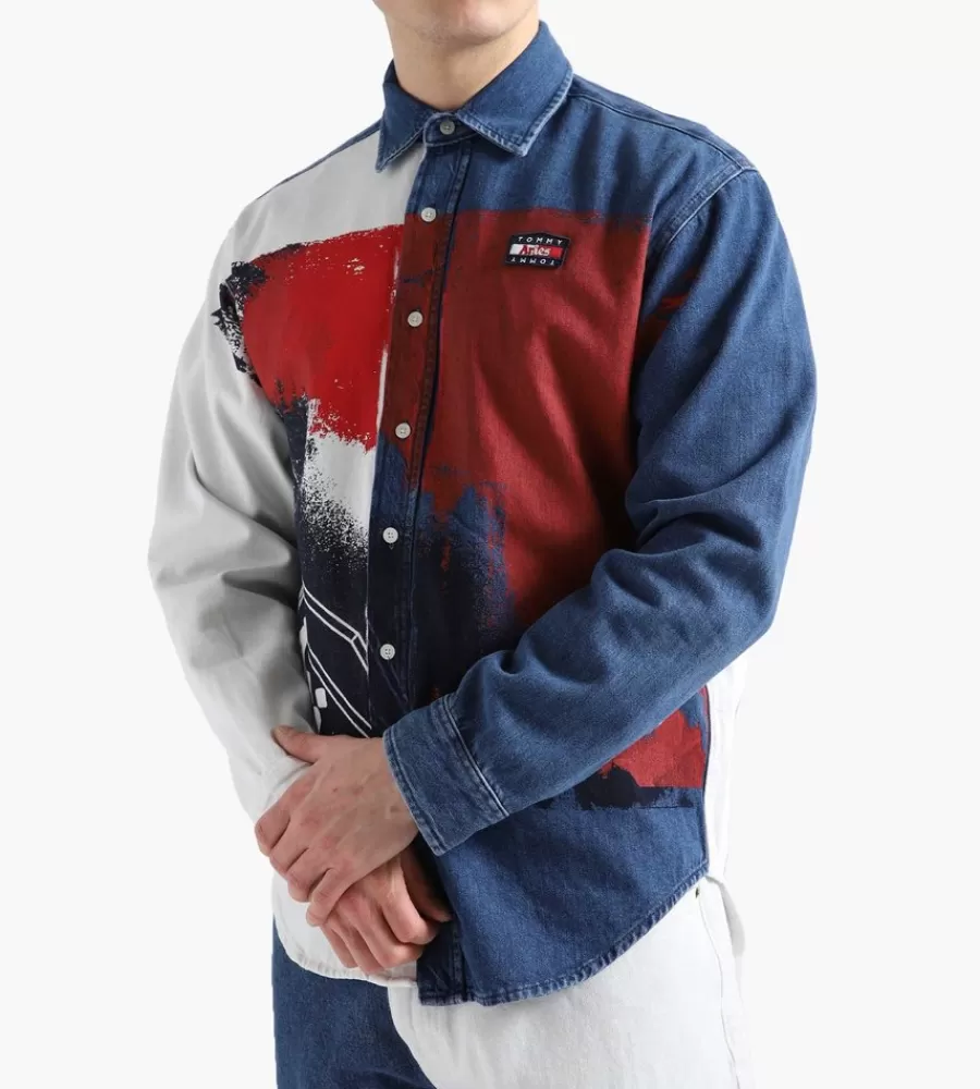 Jassen^TOMMY JEANS X Aries Flag Shirt Desert Sky