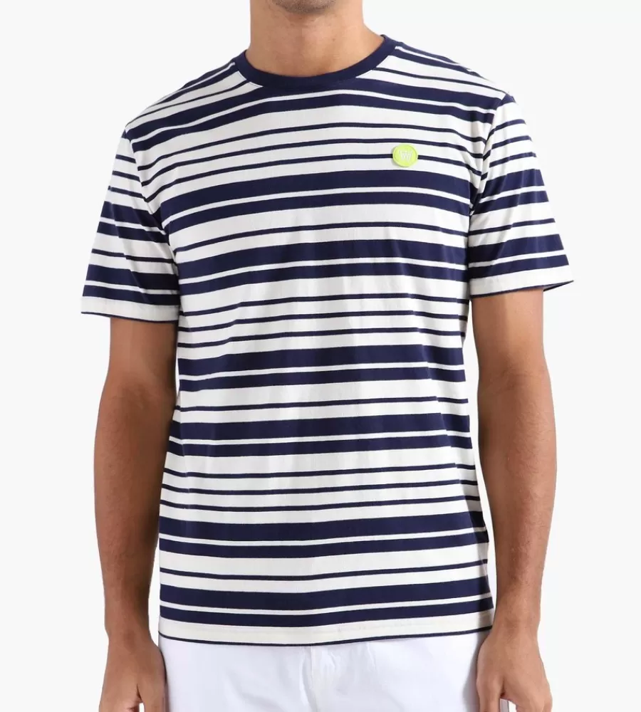 Tops^WOOD WOOD Ace Stripe T-Shirt Off-White Navy Stripes