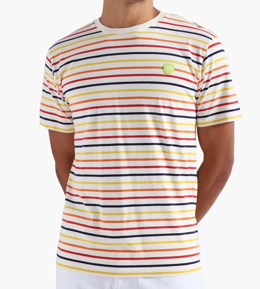 Tops^WOOD WOOD Ace Stripe T-Shirt Off-White Stripes